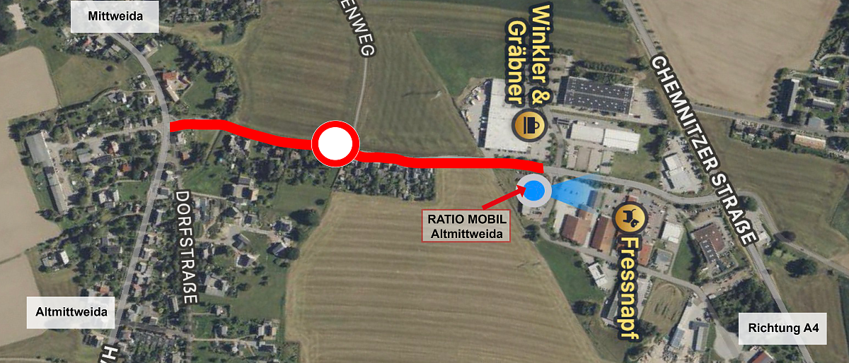 Stra&szlig;ensperrung ab dem 13.10.2026 (Foto: Google Maps)