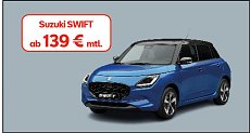 Fahrzeugbild Neuwagen Suzuki Swift, freigestellt vor blauem Hintergrund (Suzuzki)