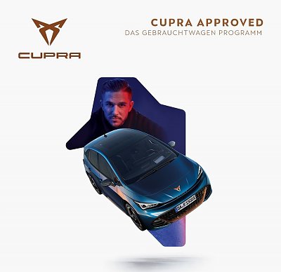 CUPRA Approved mit Fahrzeugbild und Markenbotschafter (CUPRA)