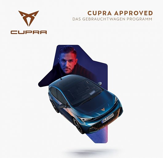 CUPRA Approved mit Fahrzeugbild und Markenbotschafter (CUPRA)