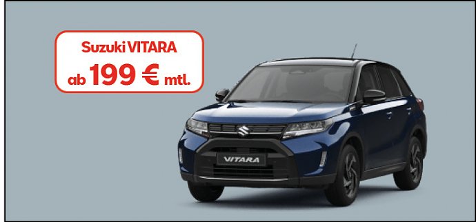 Fahrzeugbild Neuwagen Suzuki Vitara, freigestellt vor blauem Hintergrund